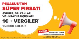 Pegasus ile Avrupa, Balkanlar ve Ukrayna uçuşları 1 Euro