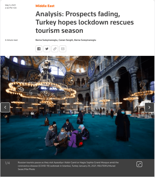 reuters turkiye turizmi