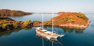 Bir mavi yolculuk rotası Mavi tur, tekne, yat, gulet