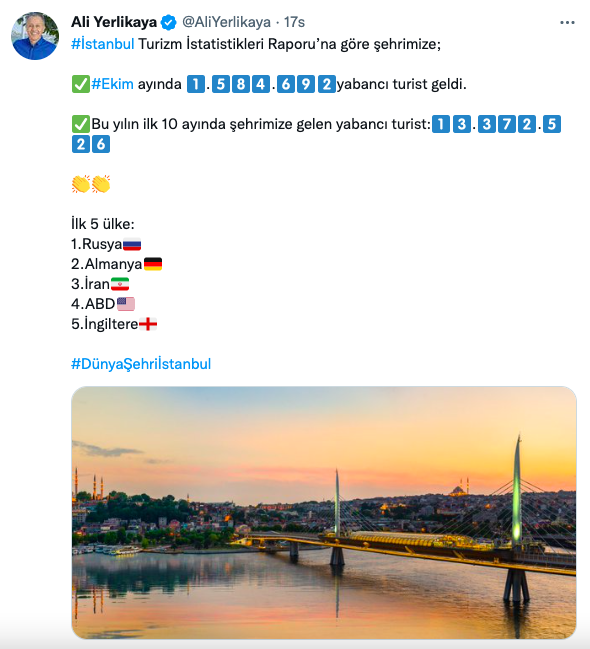 İstanbul Ekim ayında kaç turist