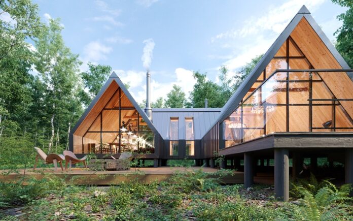 family house exterior in forest