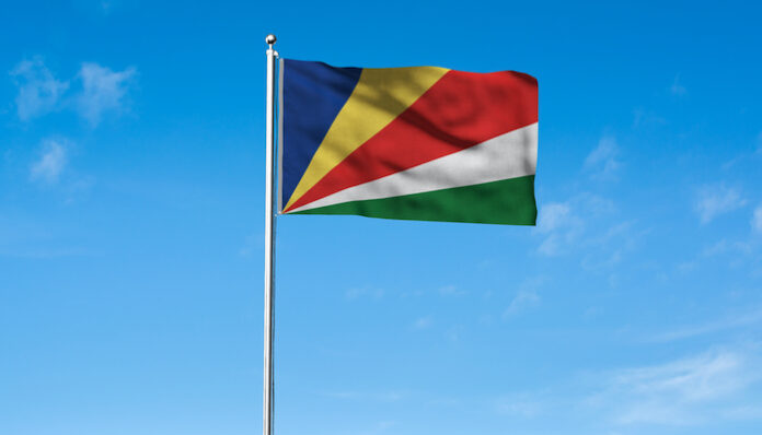 High detailed flag of Seychelles. National Seychelles flag. Africa. 3D illustration. Seyşeller Cumhuriyeti İstanbul Fahri Konsolosu