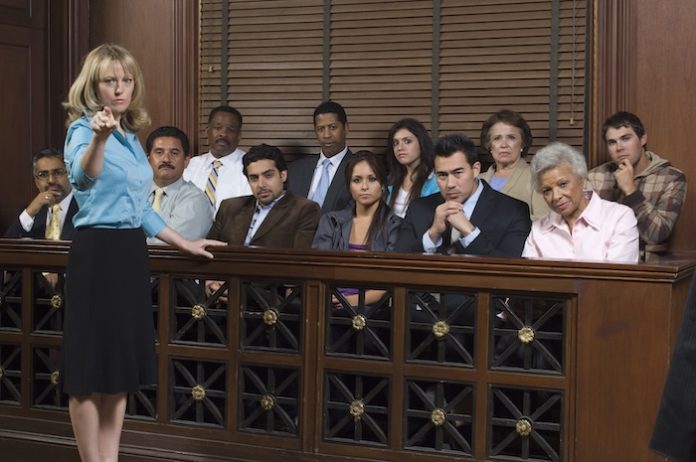 Advocate And Jurors In Courtroom